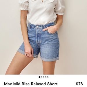 NWT Reformation Denim Max Mid Relaxed Short